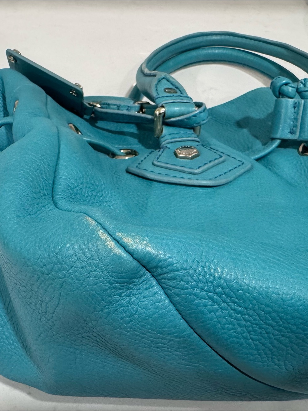 Marc by Marc Jacobs Classic Q Drawstring Leather Hobo Satchel Purse – Teal - Picture 13 of 16
